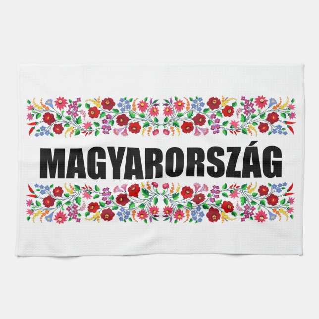 Linge De Cuisine hongrie nom du symbole du pays texte motif folklor (Horizontal)