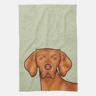 Linge De Cuisine Hongrois Vizsla Caricature Pointeur Chien vert têt