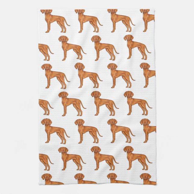 Linge De Cuisine Hongrois Vizsla Cute Cartoon Pointer Chien Motif (Vertical)
