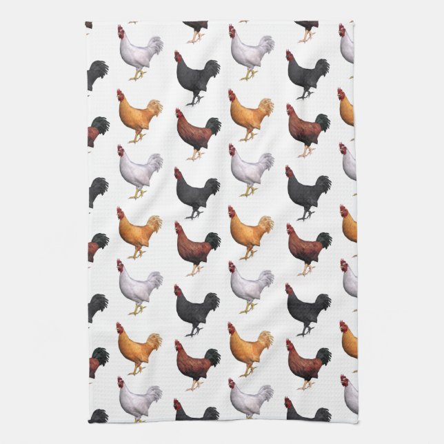 Linge De Cuisine Horloge Des Coqs (Vertical)