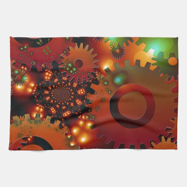 Linge De Cuisine Horloge des engrenages Bureau Conception Art numér (Horizontal)