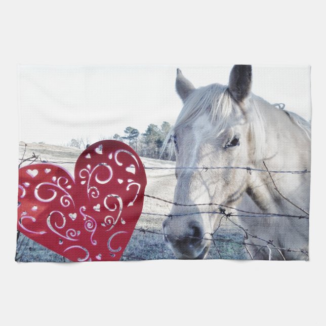 Linge De Cuisine HORSE coeur Valentine (Horizontal)