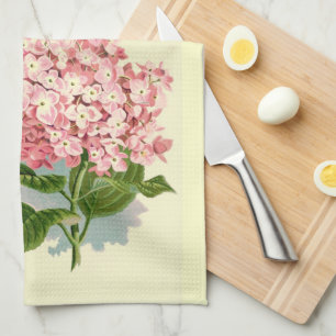 Linge De Cuisine Hortensia rose vintage