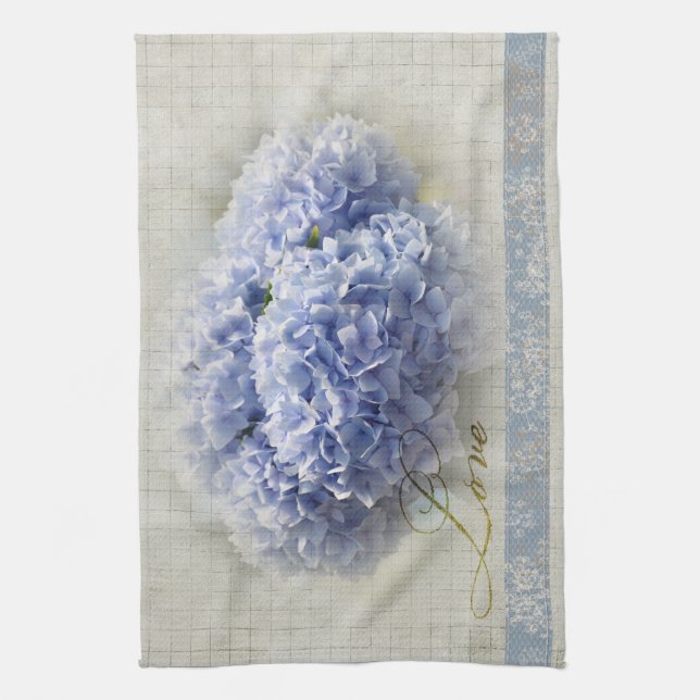 Linge De Cuisine Hortensias bleus romantiques (Vertical)