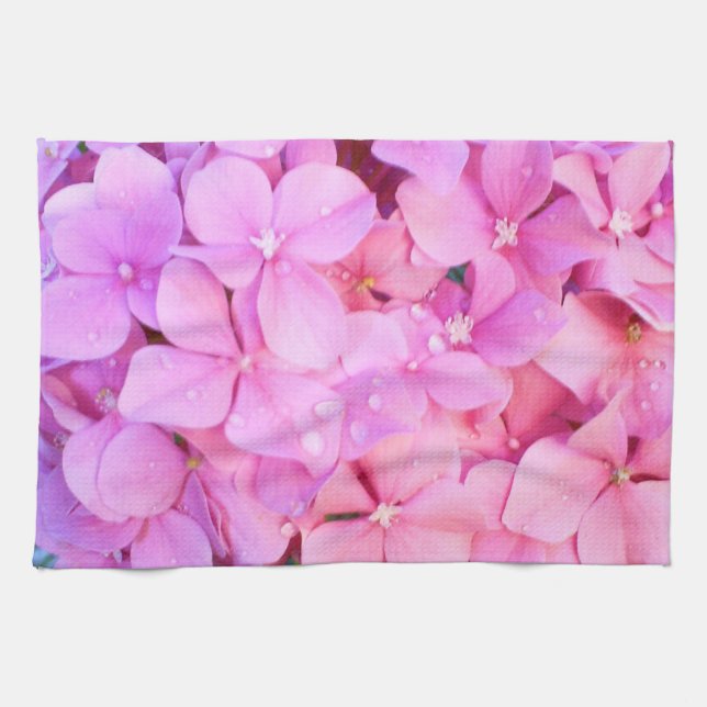 Linge De Cuisine Hortensias roses (Horizontal)