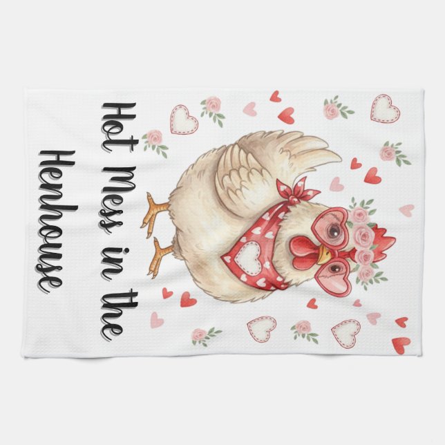 Linge De Cuisine Hot Mess in the Henhouse Valentine Chicken (Horizontal)