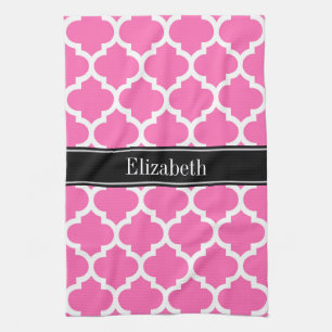 Linge De Cuisine Hot Pink2 Whisky Marocain #5 Black Name Monogramme