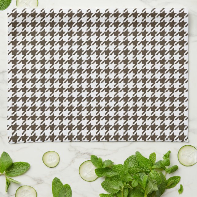Linge De Cuisine Houndstooth de Brown Combination par Shirley Taylo (Plié)