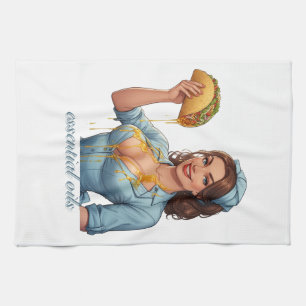 Linge De Cuisine Huiles Essentielles Illustration Drôle de Taco F