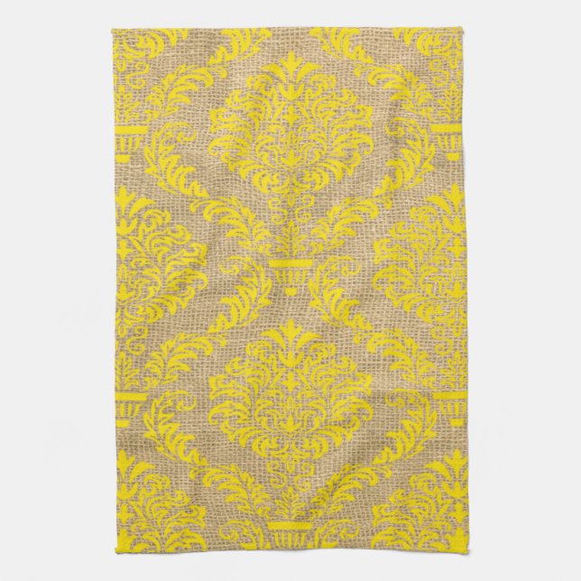 Linge De Cuisine Humidité parisienne jaune Damas (Vertical)