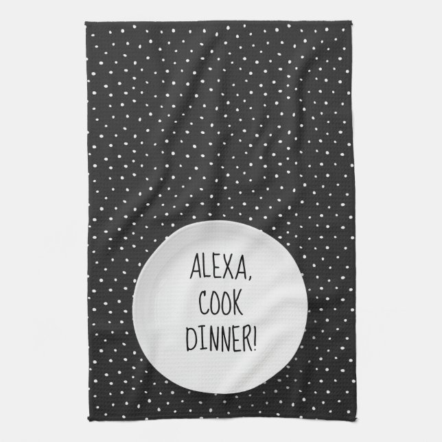 Linge De Cuisine Humour de la commande Alexa en pois (Vertical)