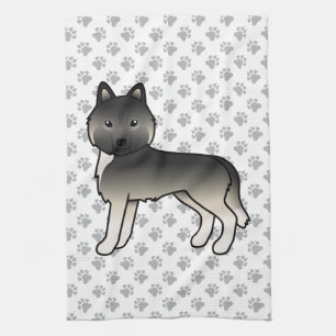 Linge De Cuisine Husky Sibérien Agouti Chien de Dessin Animé Mignon