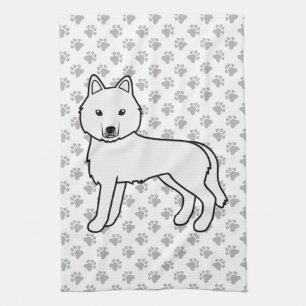 Linge De Cuisine Husky sibérien blanc Chien de dessin animé mignon