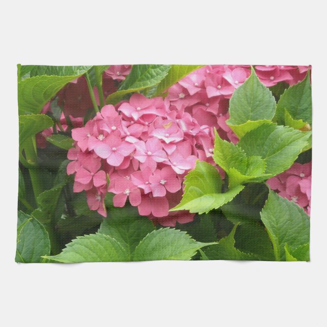 Linge De Cuisine Hydrangeas Rose Foncé (Horizontal)