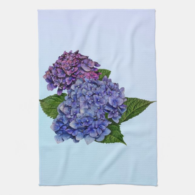 Linge De Cuisine Hydrangée dans les tons violets (Vertical)