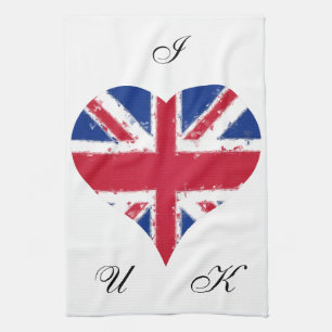 Linge De Cuisine I Heart UK England British Flag