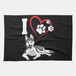 Linge De Cuisine I love my siberian husky dog Home Decor Venin