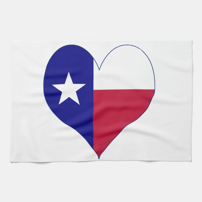 Linge De Cuisine I Love Texas Flag Heart (Horizontal)