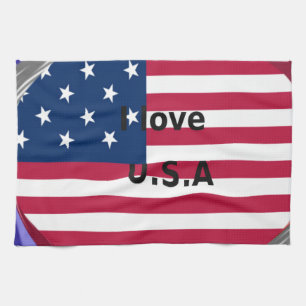 Linge De Cuisine I Love U.S.A. Swirl : Patriotic Heart Art Imprimer