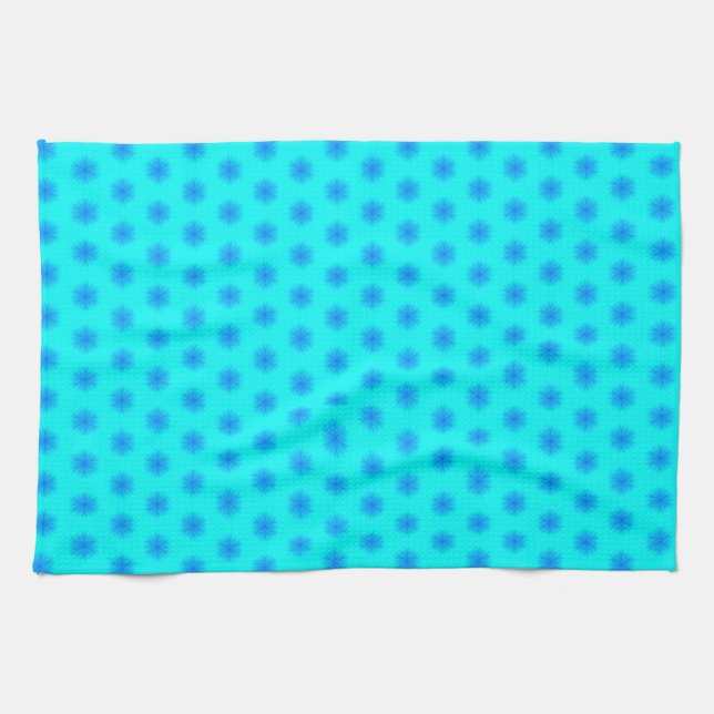 Linge De Cuisine Icy Aqua et Blue Snowflake Motif (Horizontal)