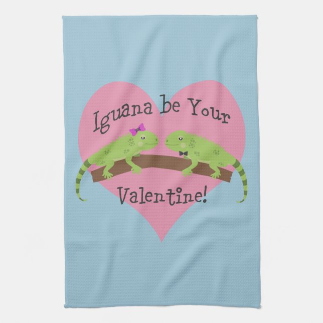 Linge De Cuisine Iguana soit ta Saint Valentin (Vertical)