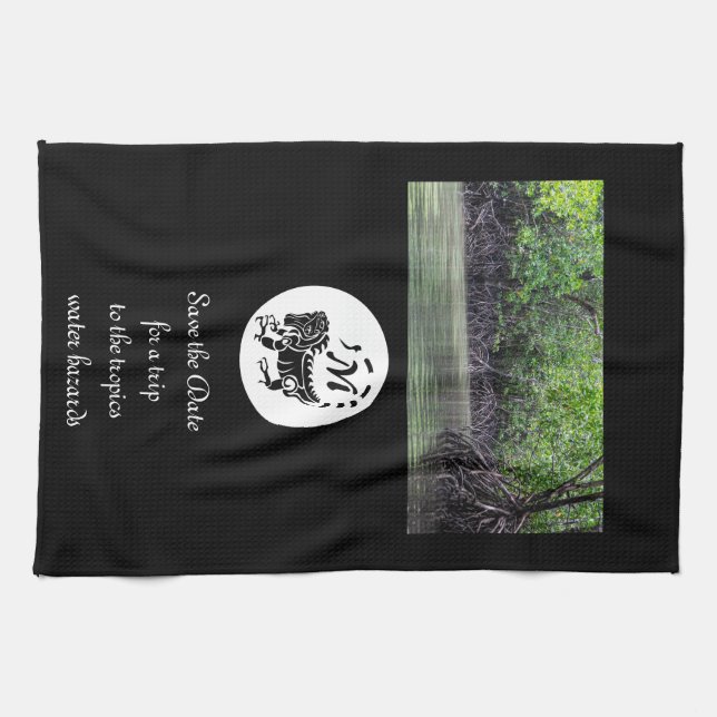 Linge De Cuisine Iguana Wild Silhouette Monogramme Photo (Horizontal)