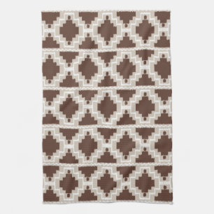 Linge De Cuisine Ikat Aztec Motif - Brown au chocolat et Taupe
