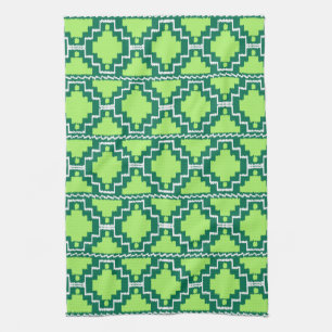 Linge De Cuisine Ikat Aztec Motif - Forêt et chaux vert