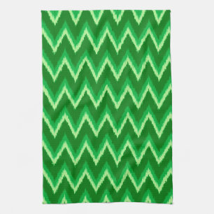 Linge De Cuisine Ikat Chevron Stripes - Pine et Lime Green Kitchen