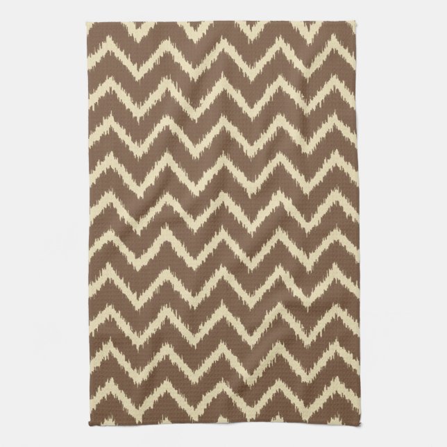Linge De Cuisine Ikat Chevrons - Chocolat brun et bronze (Vertical)