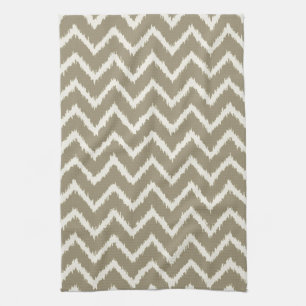 Linge De Cuisine Ikat Chevrons - Taupe tan et beige