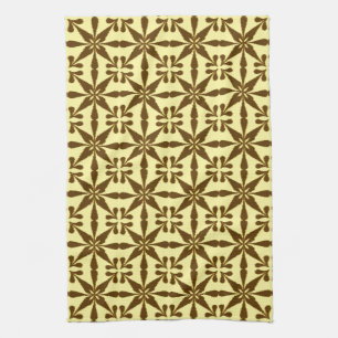 Linge De Cuisine Ikat Star Motif, Brown et jaune