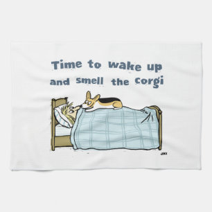 Linge De Cuisine Il est temps de se réveiller et de sentir le Corgi
