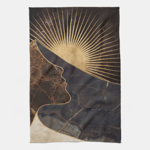 Linge De Cuisine Illusion de la femme dorée avec textures de soleil