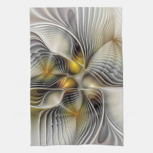 Linge De Cuisine Illusion d'optique abstrait 3D fractal avec profon