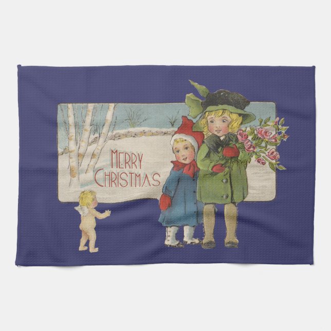 Linge De Cuisine Illustration Antique Enfants Noël 1920 (Horizontal)