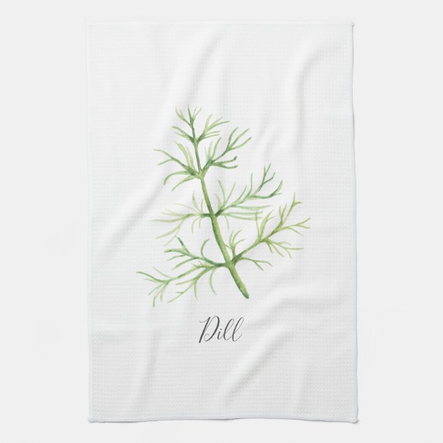 Linge De Cuisine Illustration aquarelle de l'herbe Aneth   (Vertical)