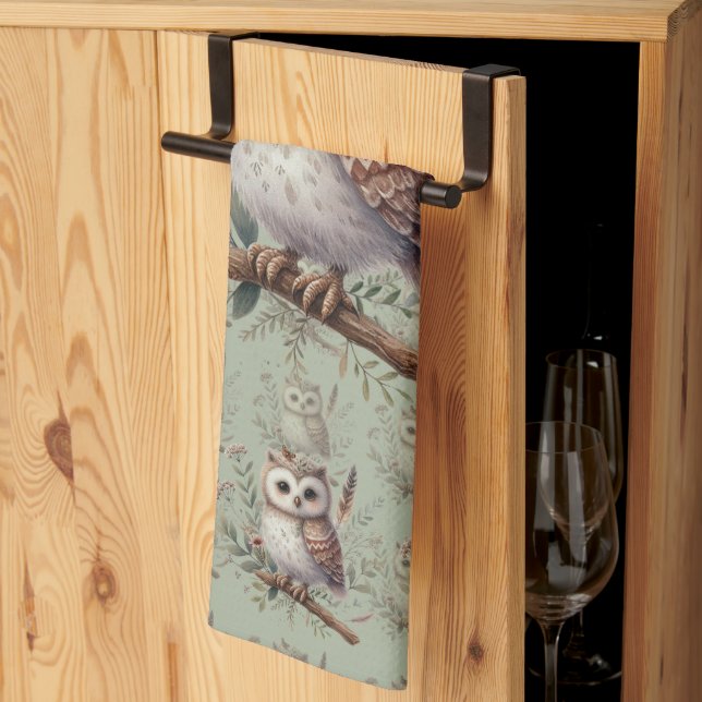 Linge De Cuisine Illustration botanique de chouette fantaisiste de  (Pliage en tiers)