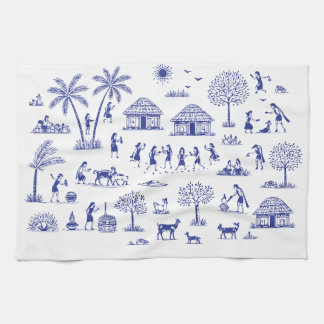 Linge De Cuisine Illustration d'art tribal indien Warli