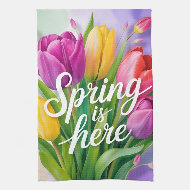 Linge De Cuisine Illustration de bouquet de tulipes "Le printemps e (Vertical)