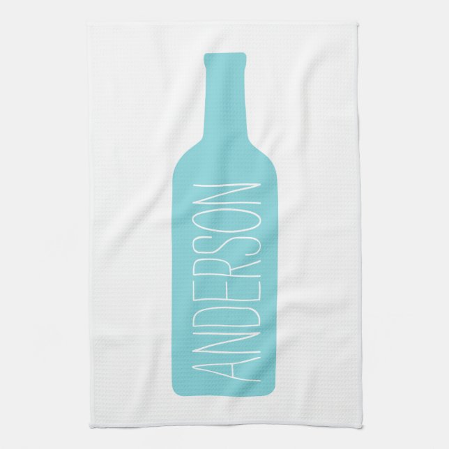 Linge De Cuisine Illustration de bouteille de vin - Nom blanc moder (Vertical)