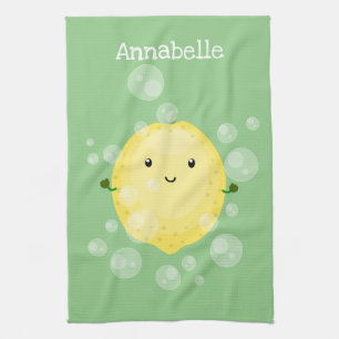 Linge De Cuisine Illustration de bulles de caricatures de citron mo