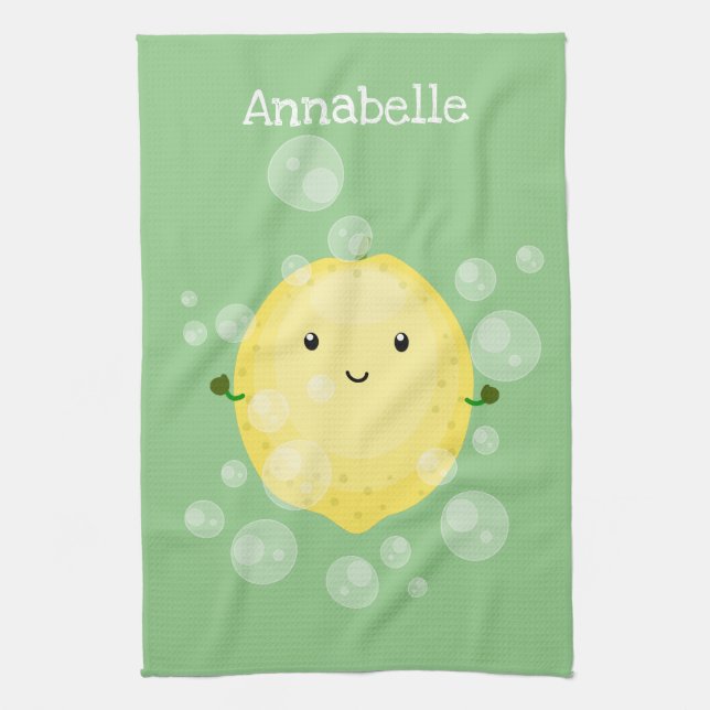 Linge De Cuisine Illustration de bulles de caricatures de citron mo (Vertical)