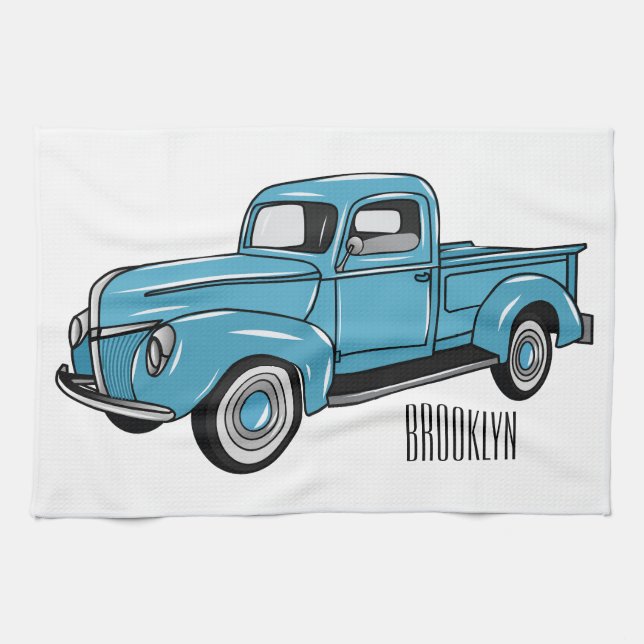 Linge De Cuisine Illustration de camionnette classique de style car (Horizontal)