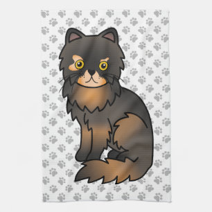 Linge De Cuisine Illustration de chat de dessin animé mignon Persan