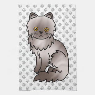 Linge De Cuisine Illustration de chat de dessin animé mignon persan