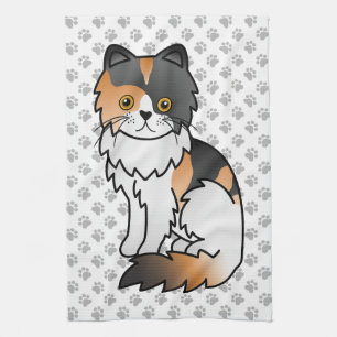Linge De Cuisine Illustration de chat de dessin animé mignon persan
