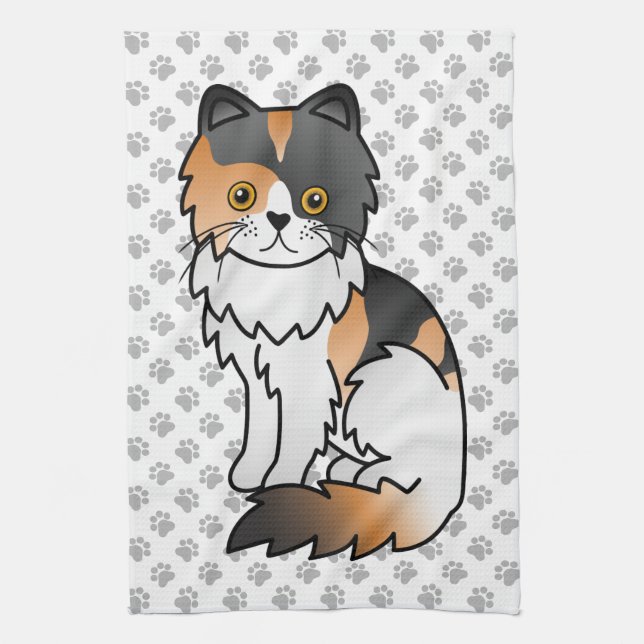 Linge De Cuisine Illustration de chat de dessin animé mignon persan (Vertical)