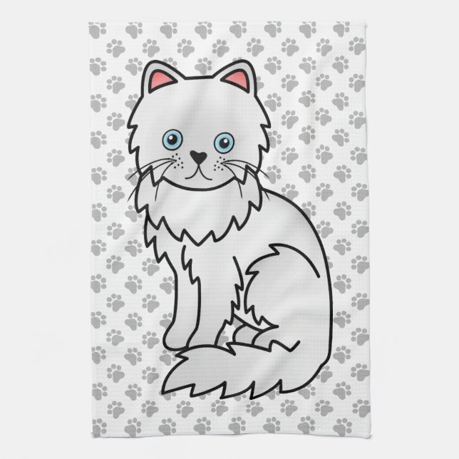 Linge De Cuisine Illustration de chat de dessin animé mignon persan (Vertical)