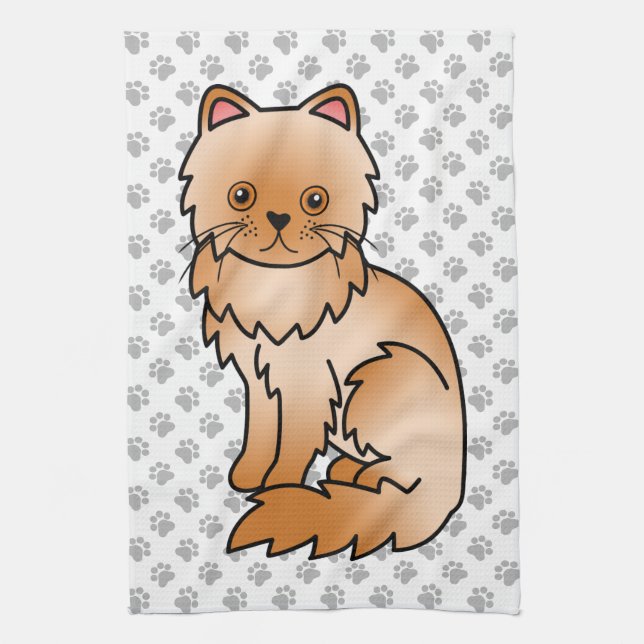 Linge De Cuisine Illustration de chat de dessin animé mignon persan (Vertical)